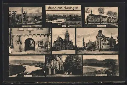 AK Hattingen / Ruhr, Heinrichshütte, Kreishaus, Totalansicht, Krankenhaus