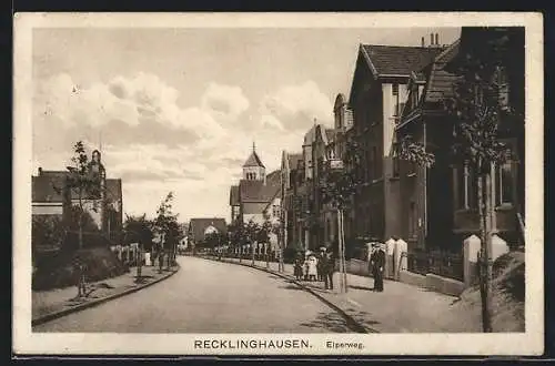 AK Recklinghausen, Elperweg, Strassenpartie mit Turmblick
