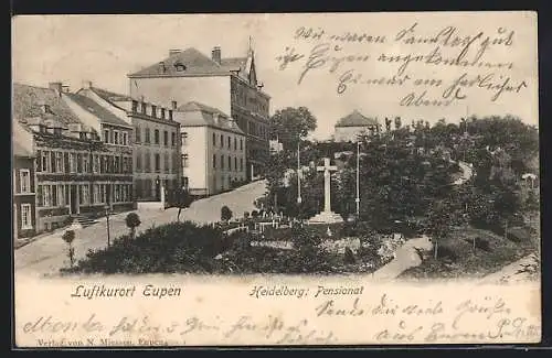 AK Eupen, Heidelberg, Strassenpartie mit Pensionat