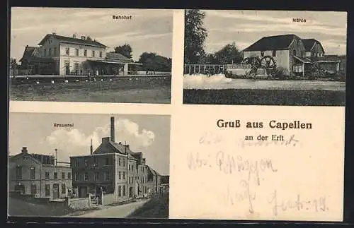 AK Capellen an der Erft, Brauerei, Bahnhof, Mühle