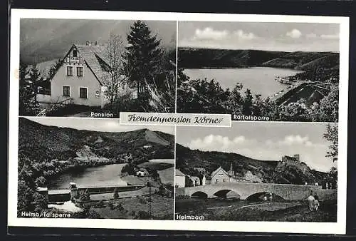 AK Heimbach / Eifel, Hotel-Pension Körner, Talsperre, Rurtalsperre