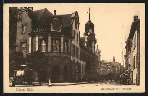 AK Düren / Rhld., Kölnstrasse mit Postamt