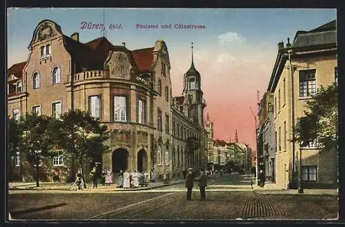 AK Düren, Postamt und Cölustrasse
