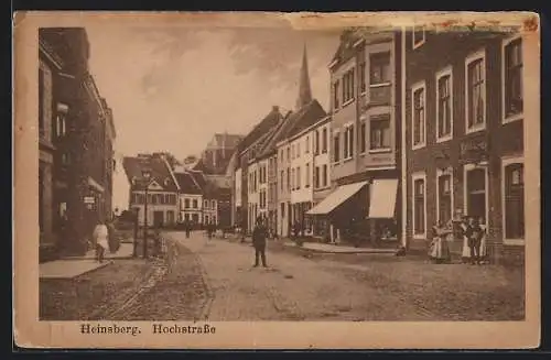 AK Heinsberg / Rhld., Hochstrasse mit Geschäften