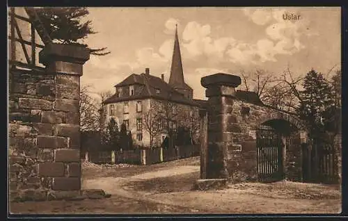 AK Uslar, Strassenpartie mit Kirche