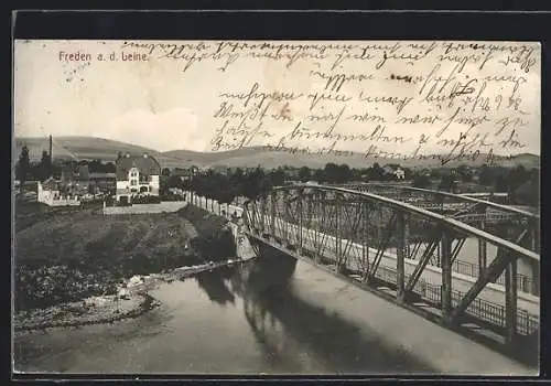 AK Freden a. d. Leine, Teilansicht mit Brücke