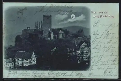 Mondschein-AK Blankenstein / Ruhr, Burg bei Nacht