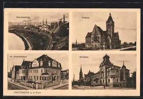 AK Hattingen / Ruhr, Henrichshütte, Ev. Gemeindehaus, Kreishaus