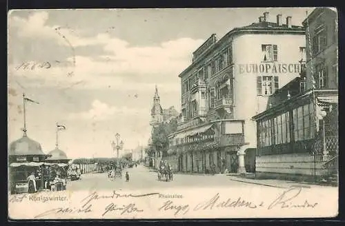 AK Königswinter, Rheinallee mit Hotel Europäischer Hof