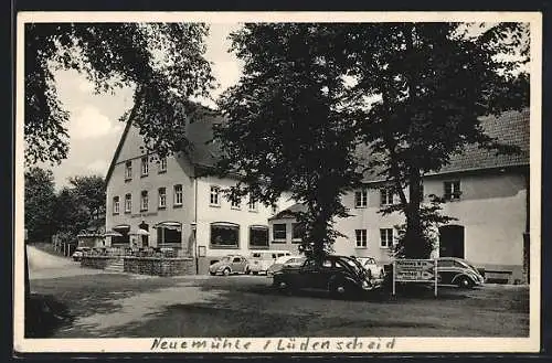 AK Herscheid, Gasthof Neuemühle, Bes. W. Pieper, Autos