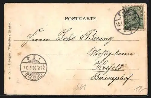 Passepartout-AK Ems, Ortsansicht aus der Vogelschau