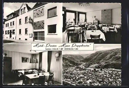 AK Dernau, Hotel Haus Poppelreuter, Ortspanorama