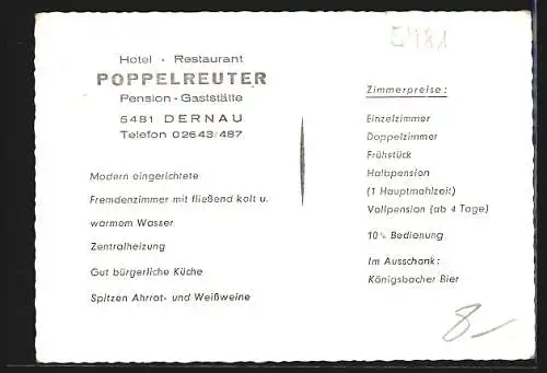 AK Dernau, Hotel Haus Poppelreuter, Ortspanorama