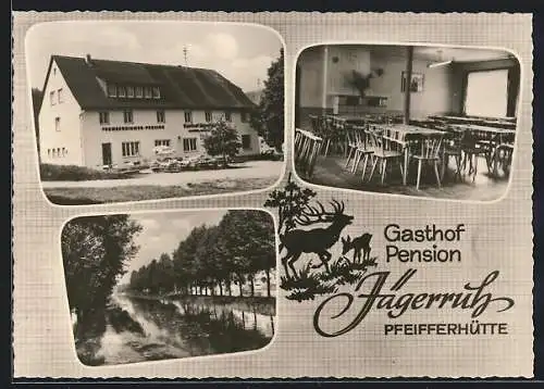 AK Pfeifferhütte, Gasthof-Pension Jägerruh, Innenansicht, Uferpartie