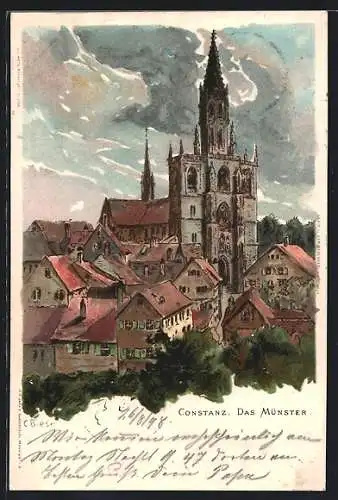 Künstler-AK Carl Biese: Constanz, Blick zum Münster