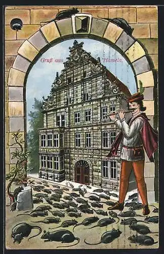 AK Hameln, Rattenfängerhaus, Der Rattenfänger von Hameln