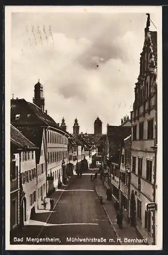 AK Bad Mergentheim, Mühlwehrstrasse mit H. Bernhard aus der Vogelschau