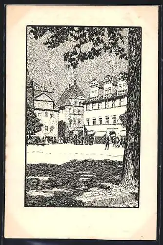 Künstler-AK Naumburg / Saale, Der Marktplatz