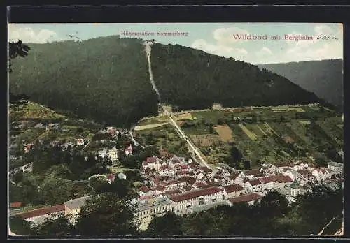 AK Bad Wildbad, Teilansicht und Höhenstation Sommerberg mit Bergbahn