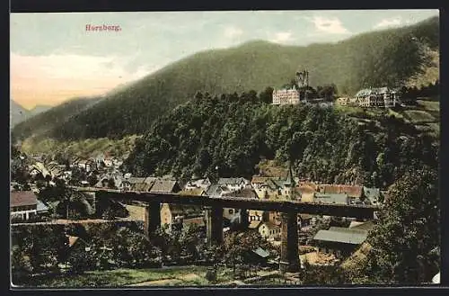 AK Hornberg / Baden, Teilansicht mit Bergen