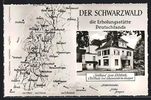 AK Ohlsbach im Kinzigtal, Gasthaus-Pension zum Rebstock, Panorama mit Neustadt, Villingen und Breisach