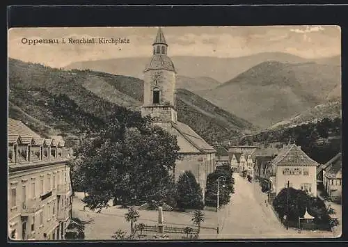 AK Oppenau i. Renchtal, Kirchplatz mit Kirche