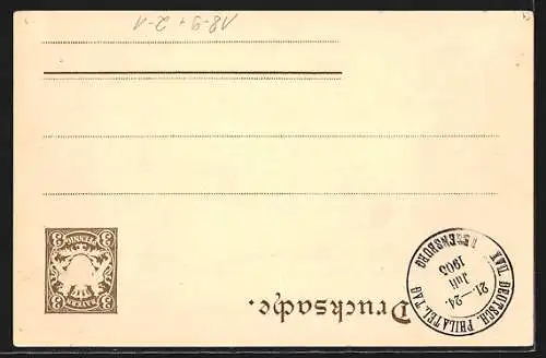 Lithographie Regensburg, 17. Deutscher Philatelisten Tag 1905, Trompeter, Ganzsache Bayern 3 Pfennig