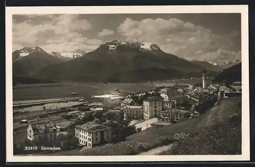 AK Samaden, Teilansicht mit Bergen