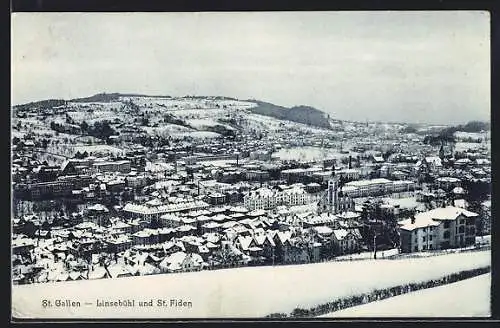 AK St. Gallen, Teilansicht mit Linsebühl und St. Fiden