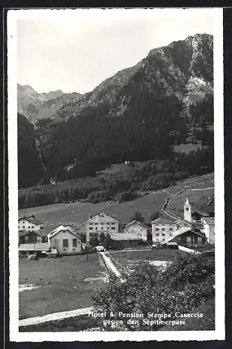 AK Casaccia, Hotel & Pension Stampa Casaccia mit Blick zum Septimerpass