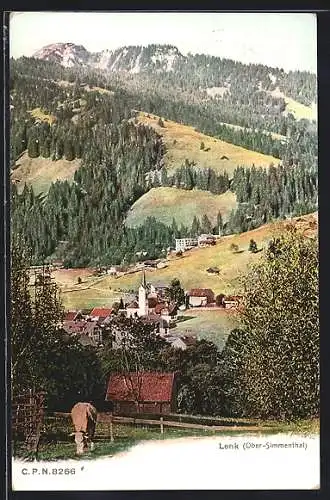 AK Lenk /Ober-Simmenthal, Panorama mit Kirche