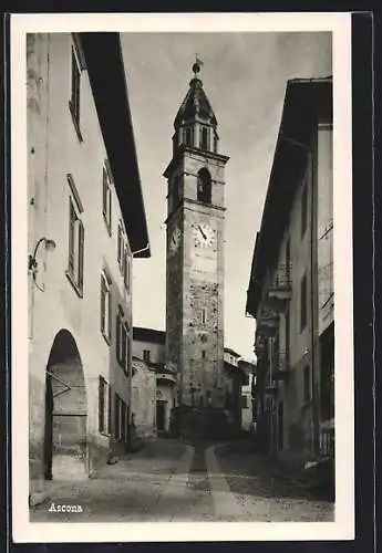 AK Ascona, Strassenpartie mit Turm