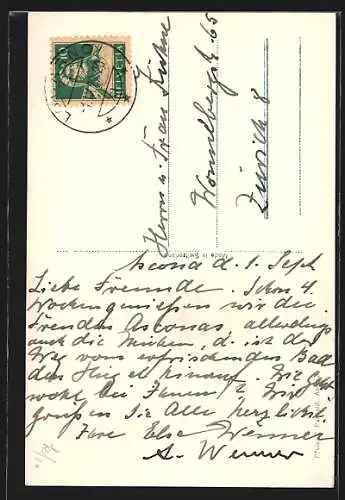 AK Ascona, Strassenpartie mit Turm