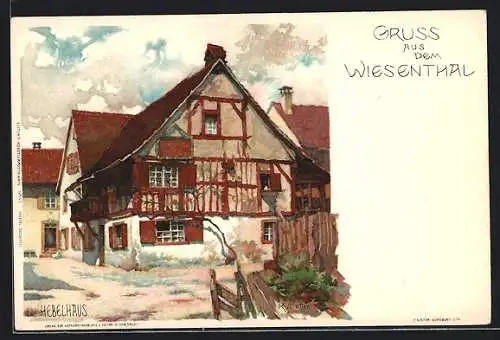 Künstler-AK K. Mutter: Wiesenthal, Hebelhaus, Aussenansicht