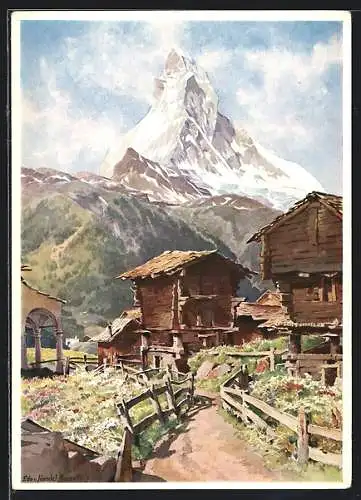 Künstler-AK Edo v. Handel-Mazzetti: Zermatt, Matterhorn von Winkelmatten