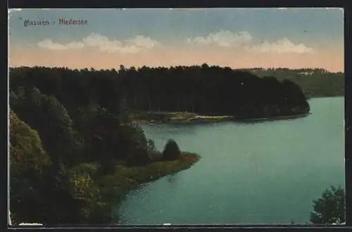 AK Masuren, Niedersee aus der Vogelschau