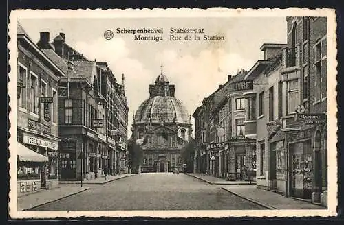 AK Montaigu, Rue de la Station, Strassenpartie