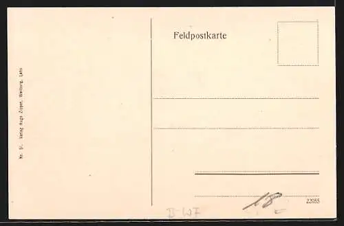 AK Langemark, Gehöft zerstört druch engl. & französ. Geschützfeuer