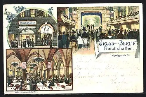 Lithographie Berlin, Gasthaus Reichshallen, Leipzigerstrasse 77