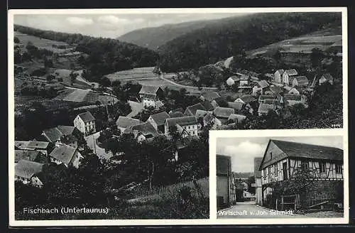 AK Fischbach / Schwalbach, Gasthaus von Joh. Schmidt, Ortsansicht