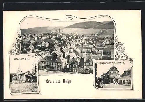 AK Haiger, Gasthaus von Wilh. Gudelius, Schützenhalle