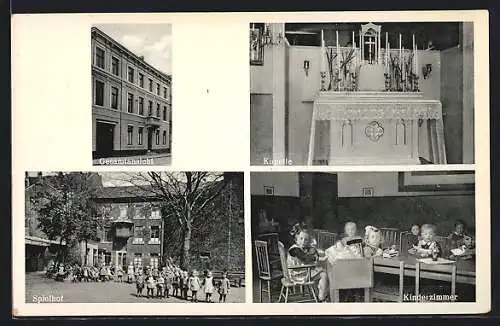 AK Eschweiler, St. Theresien-Kinderheim, Dürenerstr. 4, mit Spielhof, Kapelle, Kinderzimmer