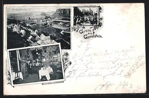 AK Gerolstein, Bahnhofs-Restaurant, Truppenverpflegung, Ortsansicht aus der Vogelschau