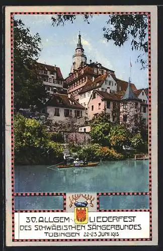 AK Tübingen, 30. Allgemeines Liederfest Des Schwäbischen Sängerbundes 1913, Altstadtpartie vom Wasser