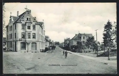 AK Corbach, Bahnhofstrasse mit Abzweigen
