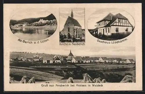 AK Neuberich, Gasthaus Lösekamm, Kirche, Ortsansicht