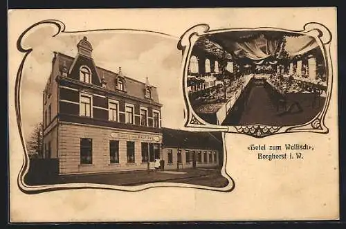 AK Borghorst i. W., Hotel zum Walfisch, Innen- und Aussenansichten