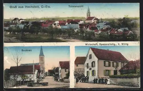 AK Hochstatt, Gasthaus v. X. Willig, Brunnen, Totalansicht