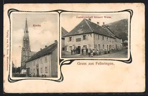 AK Felleringen, Gasthaus Eduard Weiss, Kirche