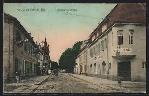 AK Neubreisach /O.-Els., Strassburgerstrasse mit Gasthof Stadt Strassburg